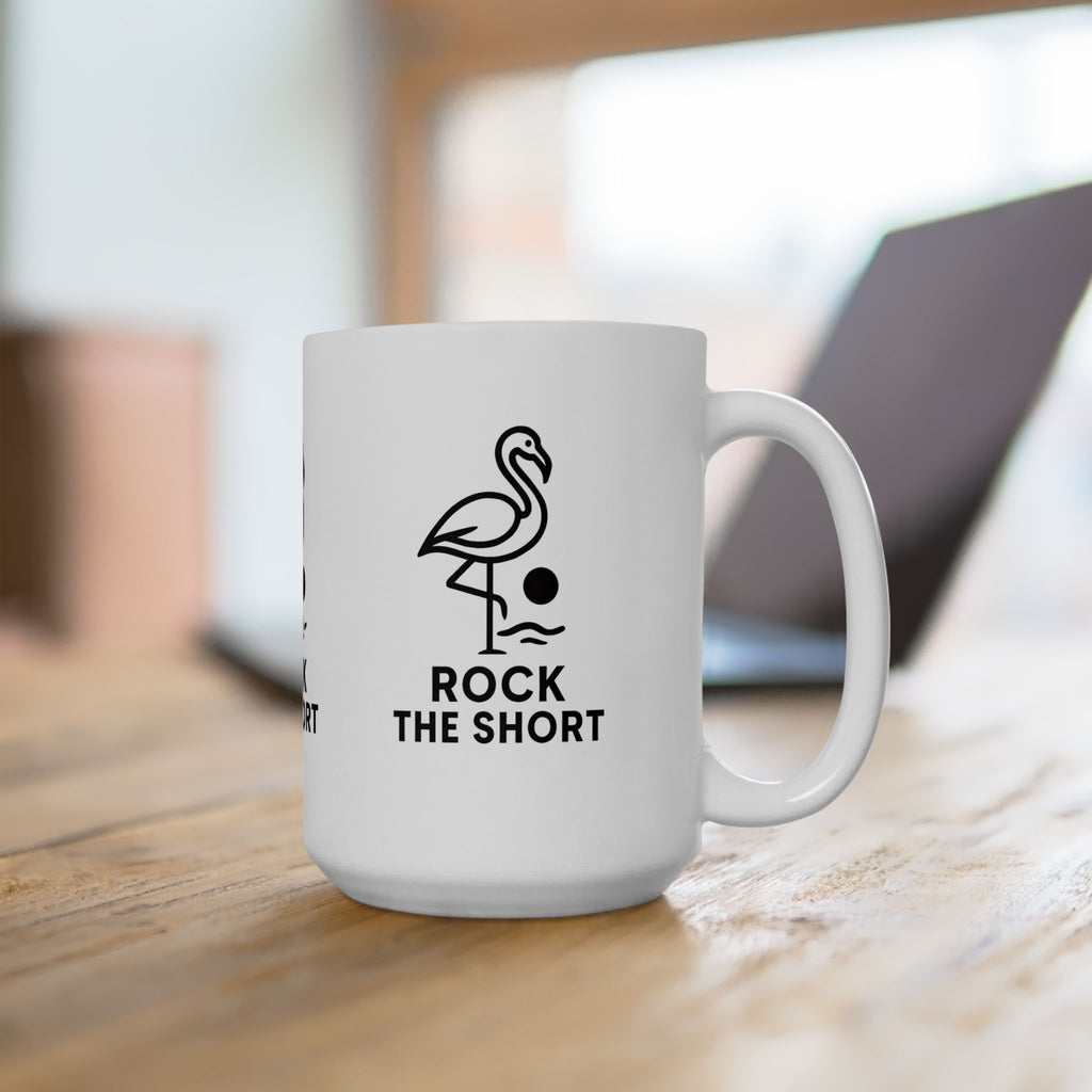 Flamingo Vibe Ceramic Mug - "Rock The Short" - Fun Beach Coffee Cup - Perfect Gift for Summer Lovers 15oz Flamingo Edition