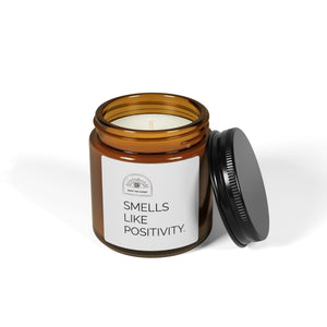 SMELLS LIKE POSITIVITY. Scented Soy Candle (Multi-Size, Amber Jar)