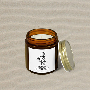 Rock the Short Coconut Apricot Scented Candle - 4oz & 9oz - Relaxing Aromatherapy Gift - Flamingo Edition