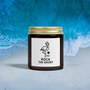 Rock the Short Coconut Apricot Scented Candle - 4oz & 9oz - Relaxing Aromatherapy Gift - Flamingo Edition