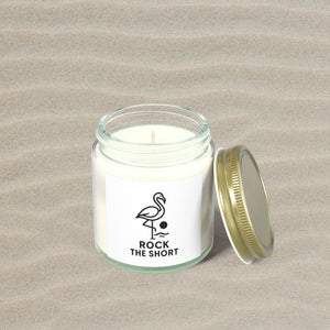 Rock the Short Coconut Apricot Scented Candle - 4oz & 9oz - Relaxing Aromatherapy Gift - Flamingo Edition