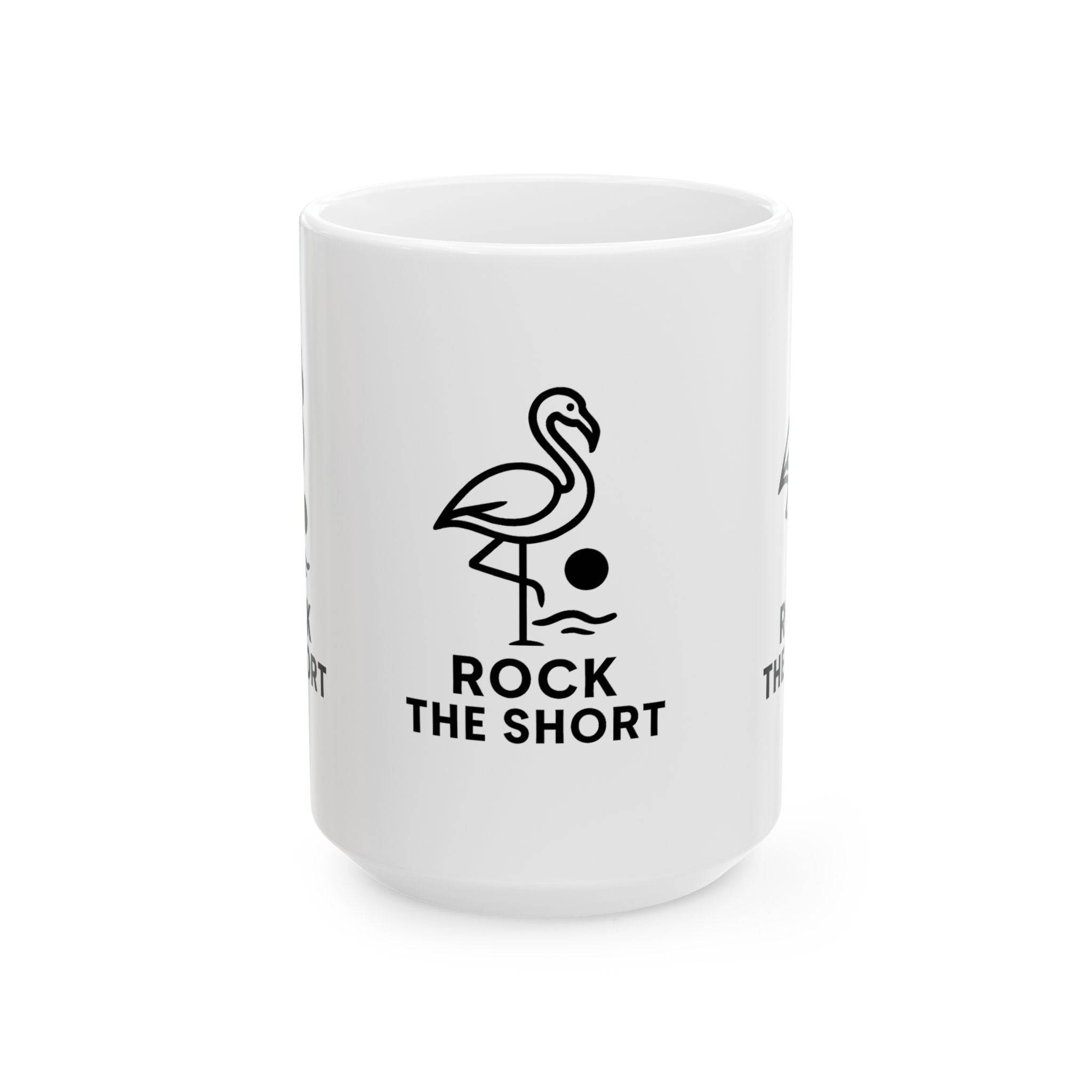 Flamingo Vibe Ceramic Mug - "Rock The Short" - Fun Beach Coffee Cup - Perfect Gift for Summer Lovers 15oz Flamingo Edition
