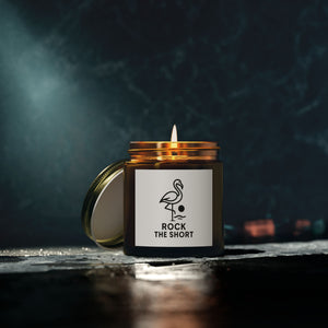 Rock the Short Coconut Apricot Scented Candle - 4oz & 9oz - Relaxing Aromatherapy Gift - Flamingo Edition