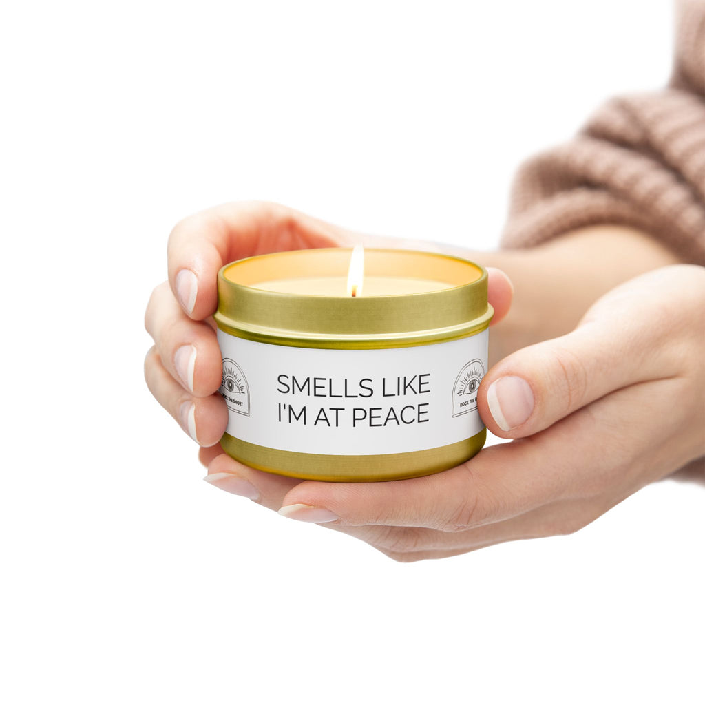 SMELLS LIKE I'M AT PEACE Tin Candles