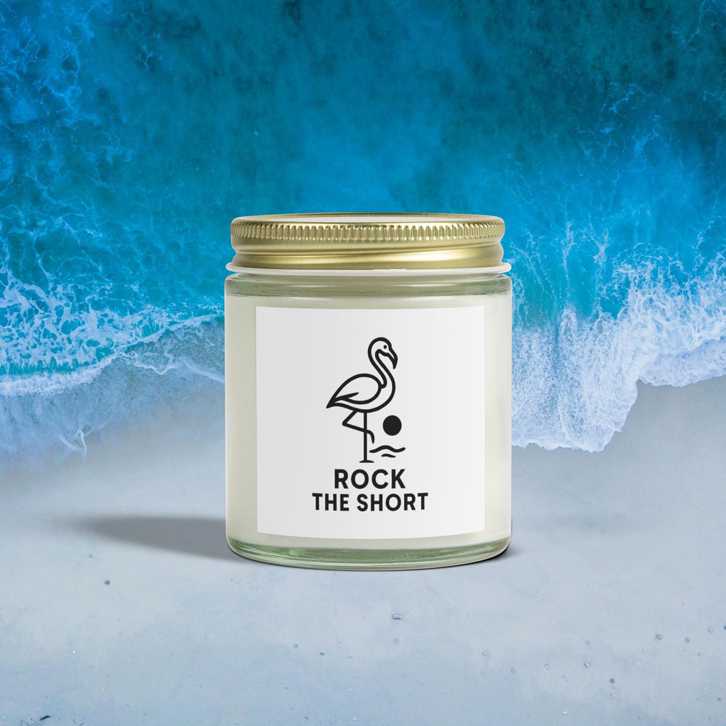 Rock the Short Coconut Apricot Scented Candle - 4oz & 9oz - Relaxing Aromatherapy Gift - Flamingo Edition