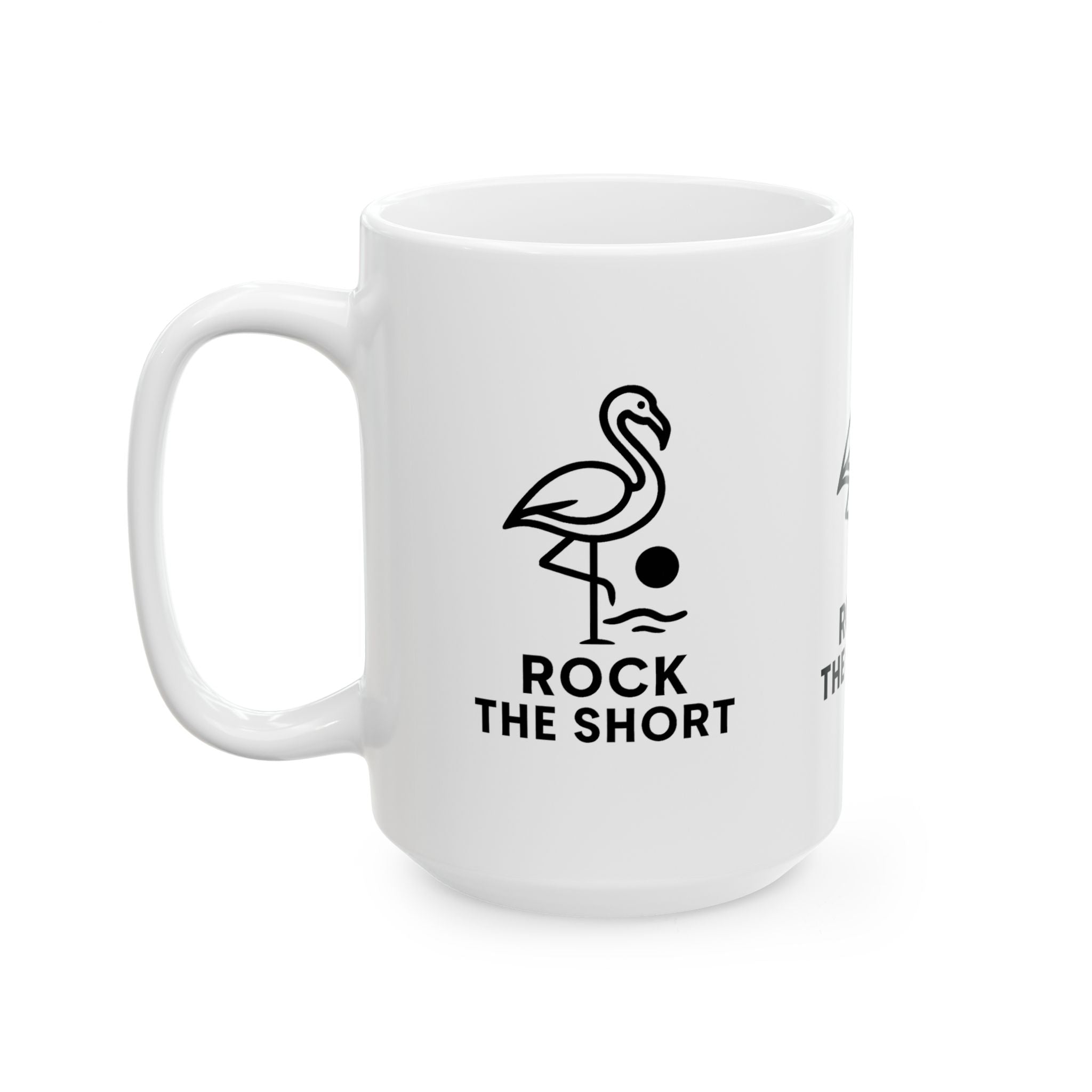 Flamingo Vibe Ceramic Mug - "Rock The Short" - Fun Beach Coffee Cup - Perfect Gift for Summer Lovers 15oz Flamingo Edition