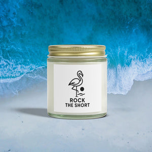 Rock the Short Coconut Apricot Scented Candle - 4oz & 9oz - Relaxing Aromatherapy Gift - Flamingo Edition