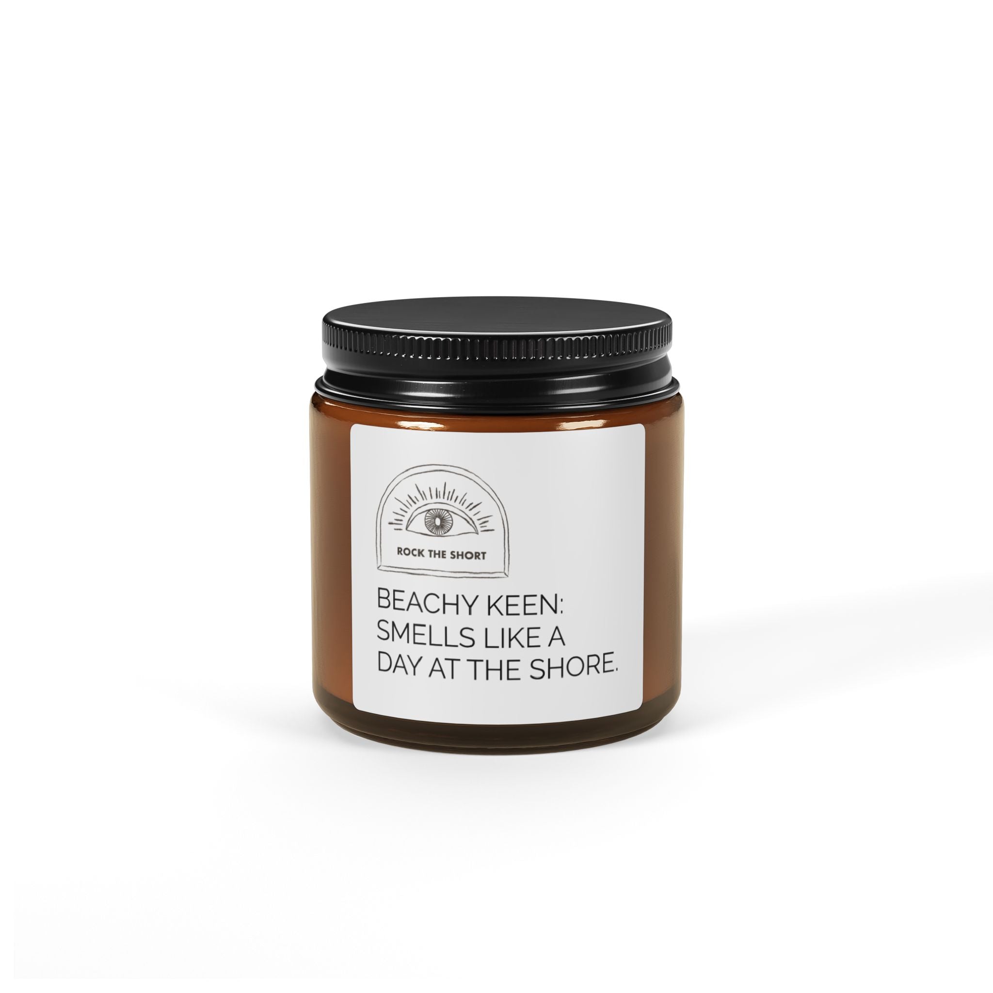 BEACHY KEEN: SMELLS LIKE A DAY AT THE SHORE. Scented Soy Candle (Multi-Size, Amber Jar)