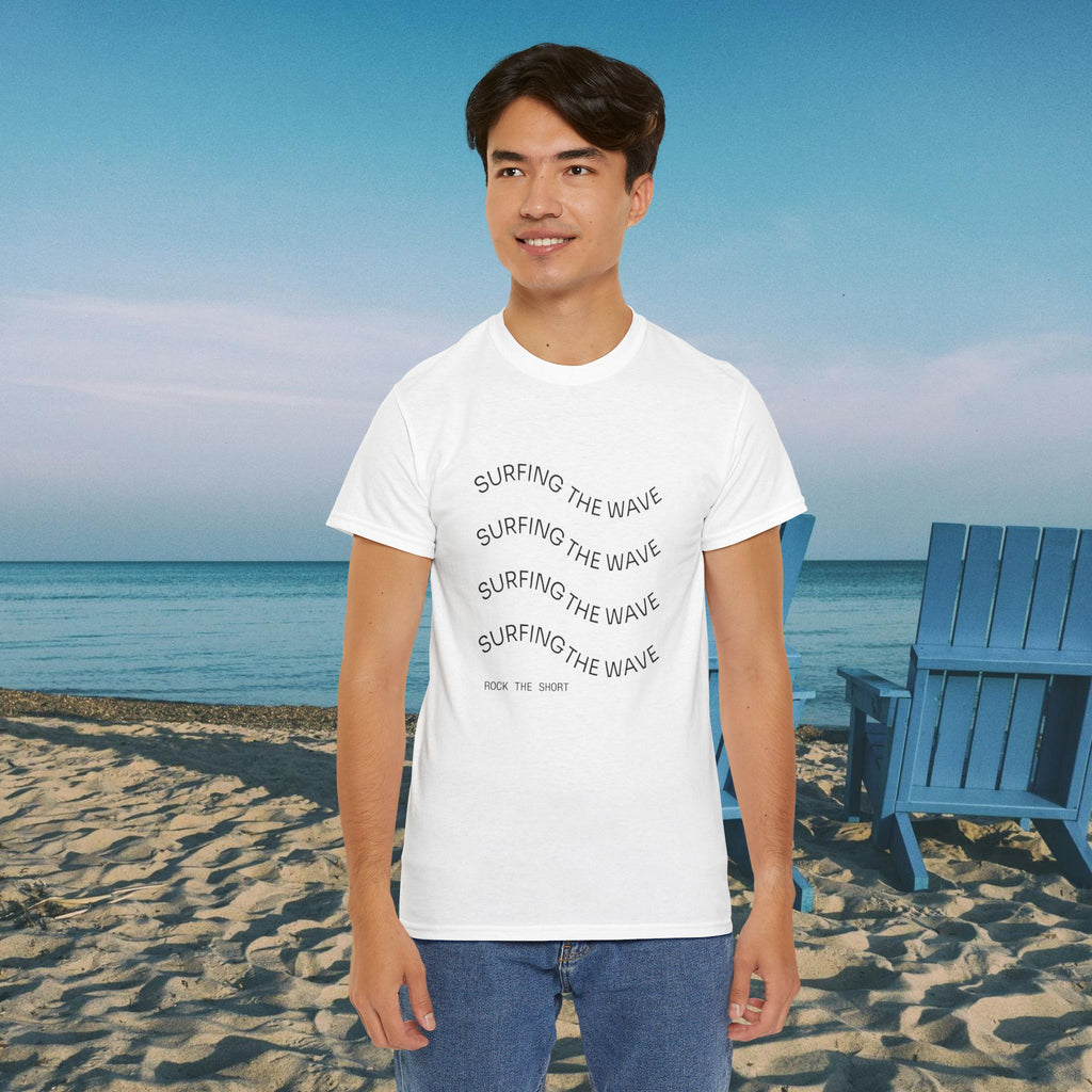 Surfing the Wave Unisex Heavy Cotton Tee - Perfect for Beach Lovers