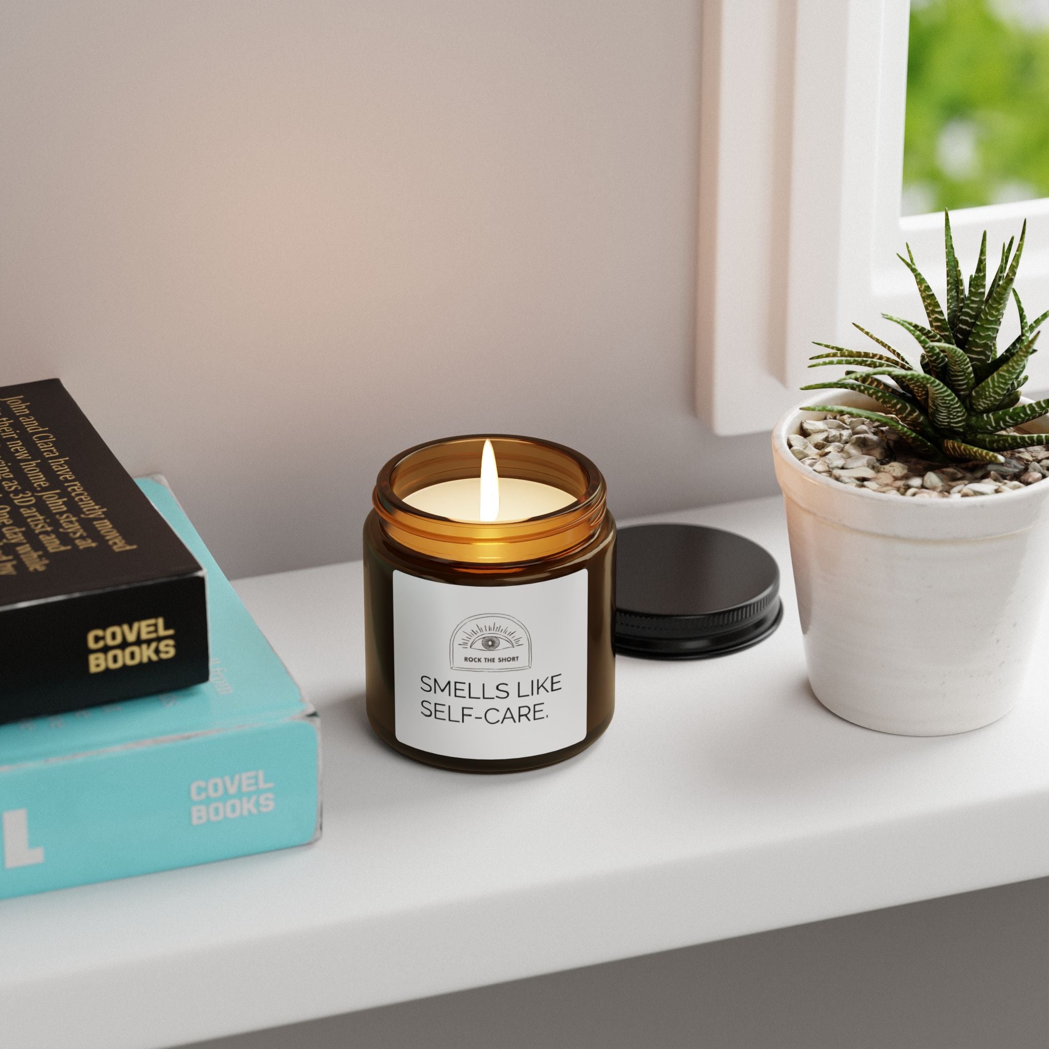 SMELLS LIKE SELF-CARE. Scented Soy Candle (Multi-Size, Amber Jar)