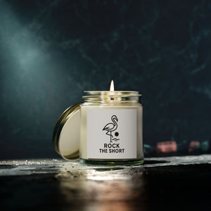 Rock the Short Coconut Apricot Scented Candle - 4oz & 9oz - Relaxing Aromatherapy Gift - Flamingo Edition