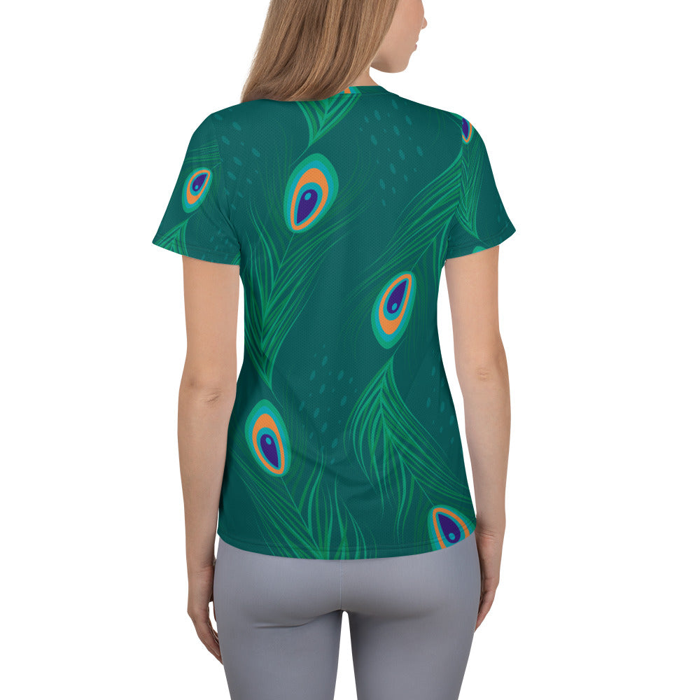 Chompy Peacock Women's Athletic T-shirt