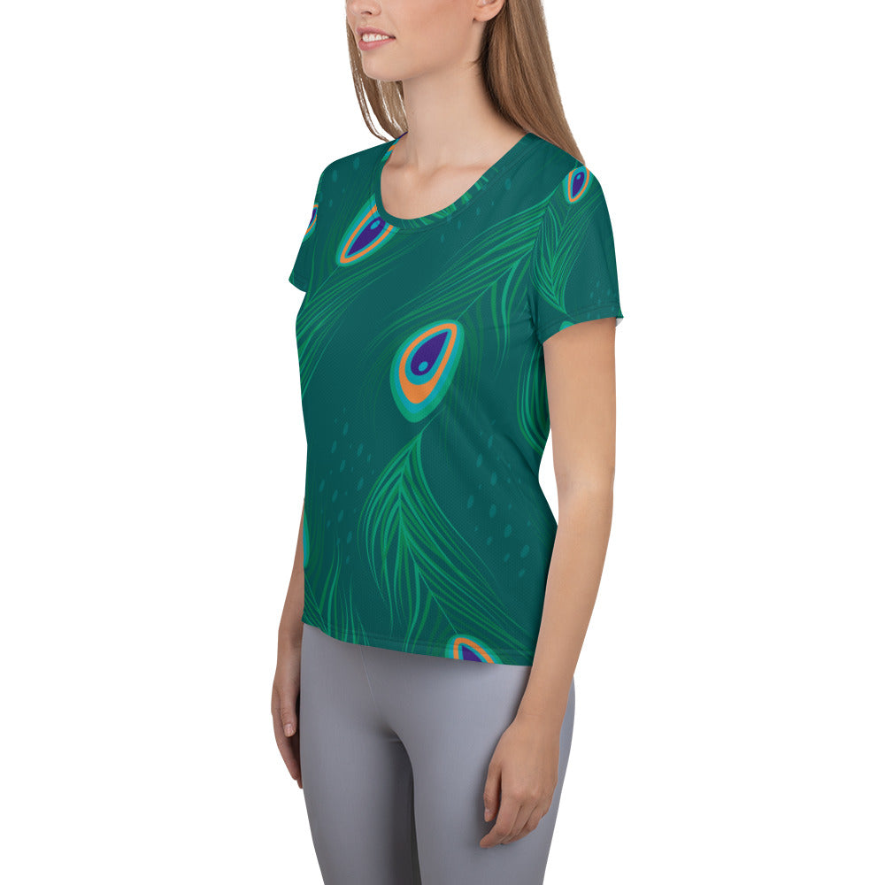 Chompy Peacock Women's Athletic T-shirt