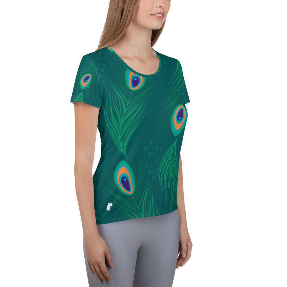 Chompy Peacock Women's Athletic T-shirt