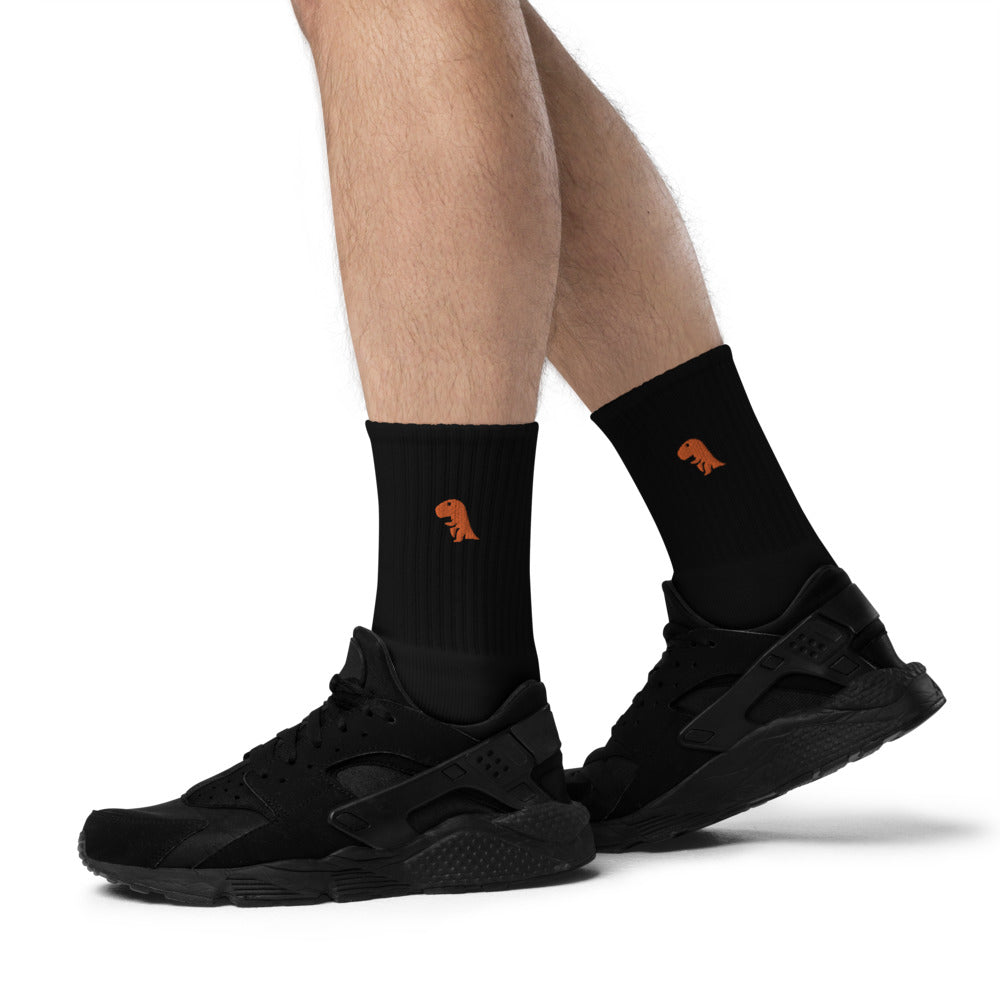 Orange Embroidered Chompy Socks