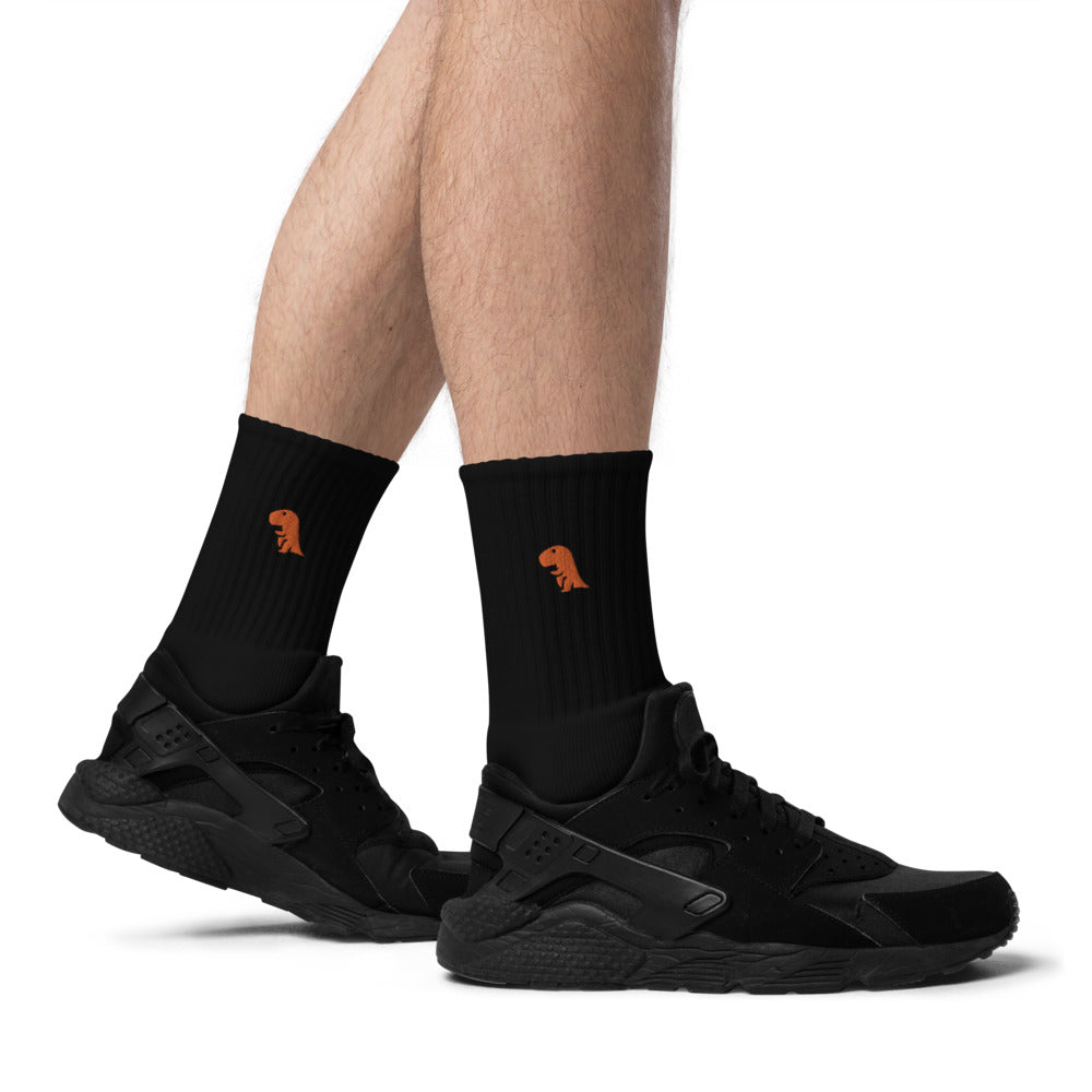 Orange Embroidered Chompy Socks