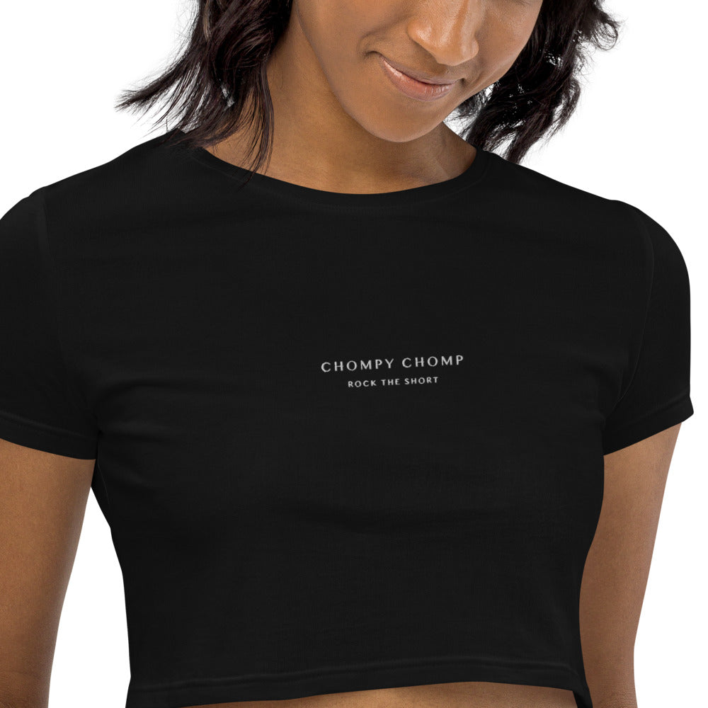 Embroidered Chompy Chomp Organic Crop Top