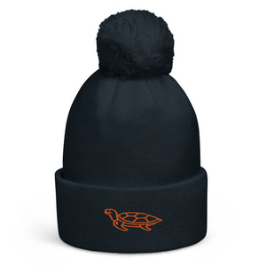 Leatherback Pom pom beanie